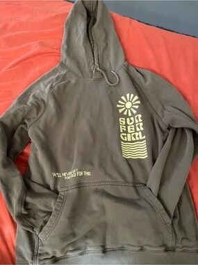 Surfer Girl Olive Green Graphic Hoodie